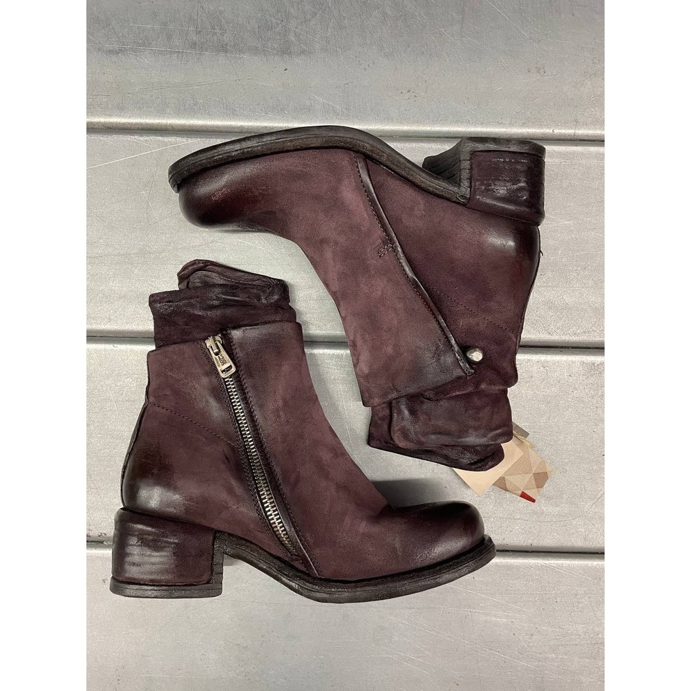 AS 98 Ibsen Ankle Boots Womens 36 US 5.5-6‎ Burgundy Leather Side Zip  Casual